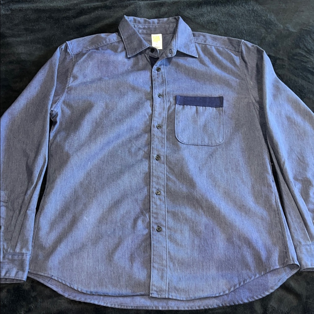 Men's Casual Indigo Button-Down Shirt